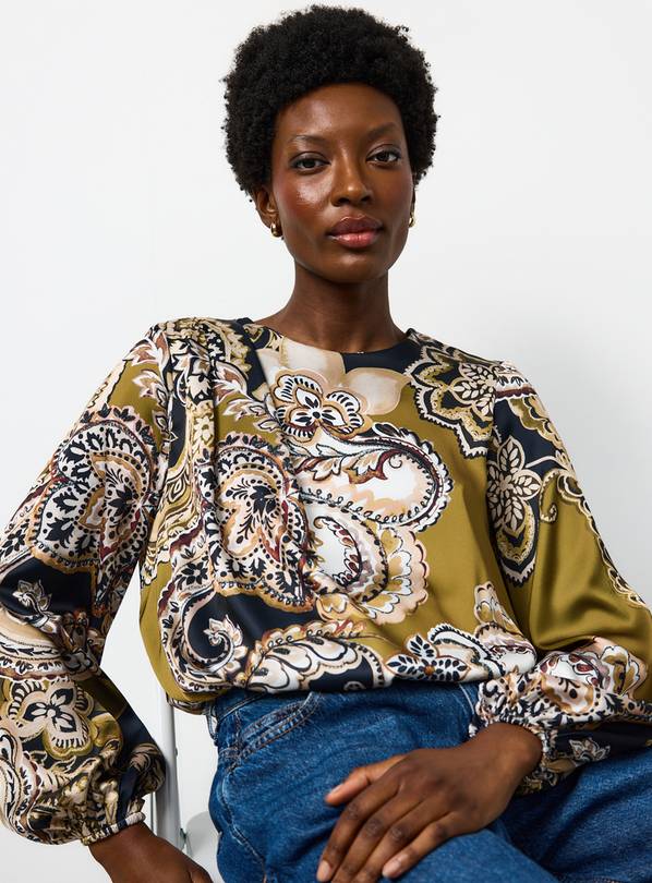 Paisey Print Bubble Hem Blouse 24